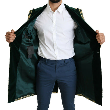 Elegant Gold Green Jacquard Sicilia veste