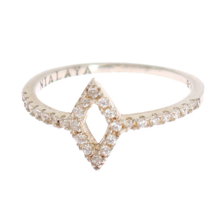 Elegant Silver CZ Crystal Studded Ring