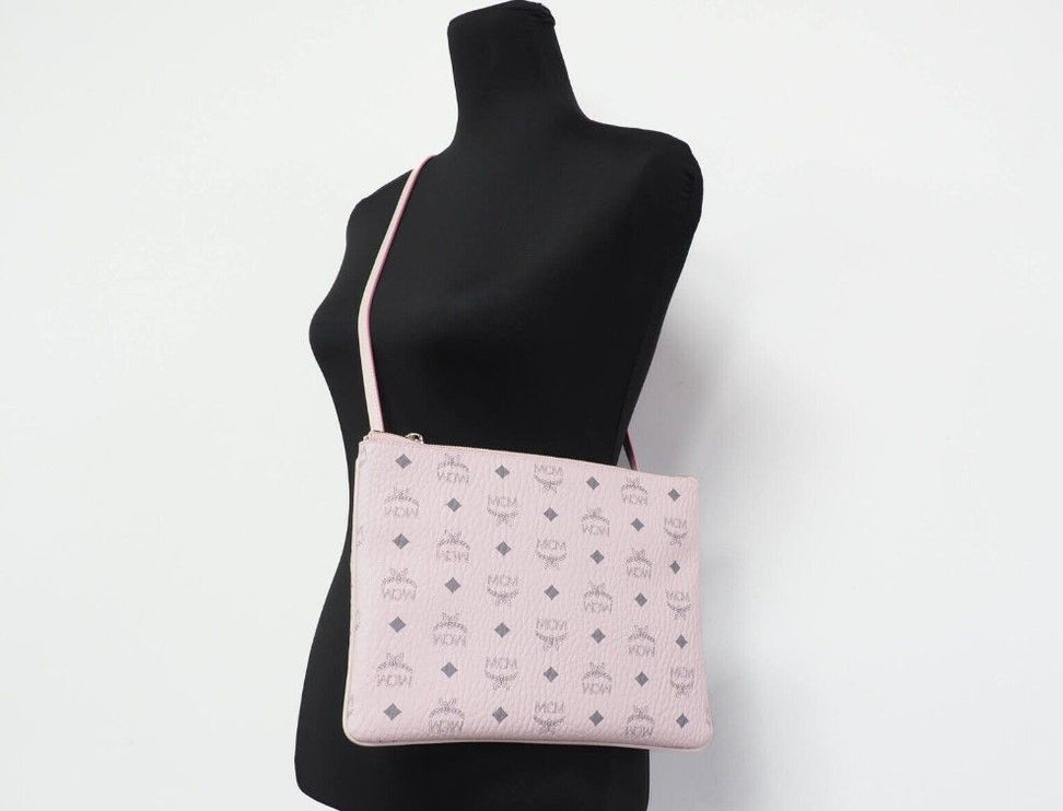 Portuna Bolso Crossbody plano de lona con revestimiento rosa empolvado Visetos mediano