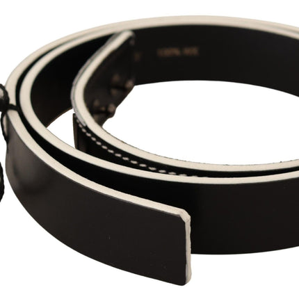 Ceinture de mode en cuir noir chic avec des accents blancs