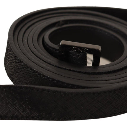 Ceinture de mode en cuir noir chic avec boucle en métal