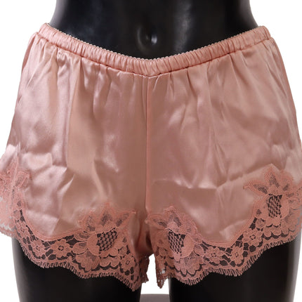 Elegante poederroze zijden kanten lingerie shorts