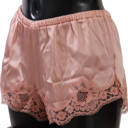 Elegante poederroze zijden kanten lingerie shorts