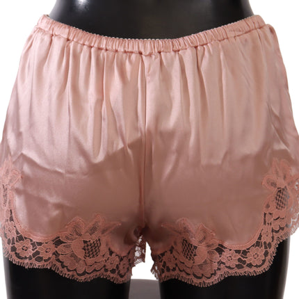 Elegante poederroze zijden kanten lingerie shorts