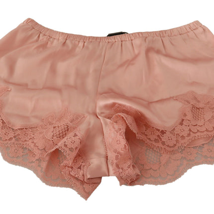 Elegante poederroze zijden kanten lingerie shorts