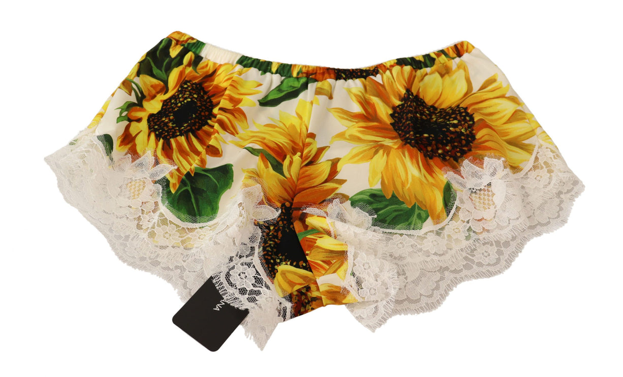 Pantaloncini di lingerie in pizzo di girasole - miscela di seta