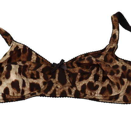 Élégant soutien-gorge imprimé léopard en soie