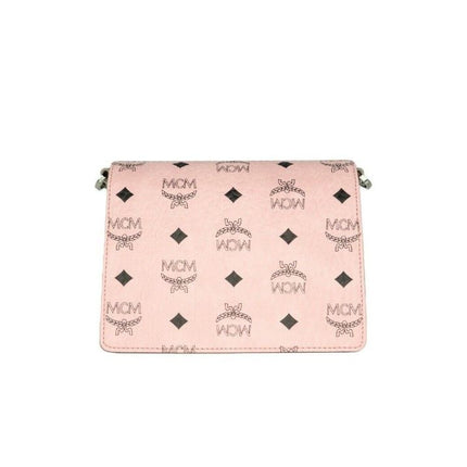 Signature Soft Pink Diamond Logo Leather Mini Flap Lock Crossbody Handbag