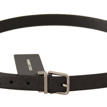 Elegant Black Leather Belt with Silver Buckle