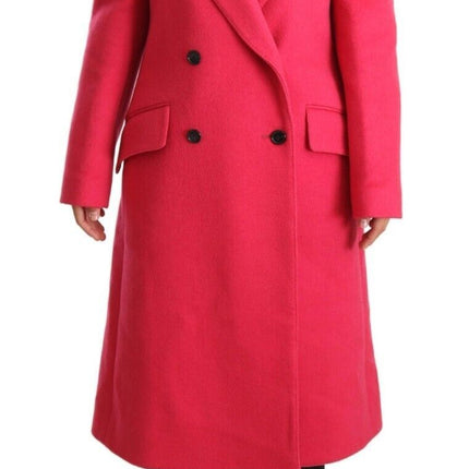 Elegant Pink Wool-Cashmere Coat