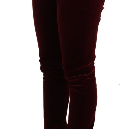 Pantalon skinny en velours rouge élégant