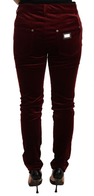 Pantalon skinny en velours rouge élégant