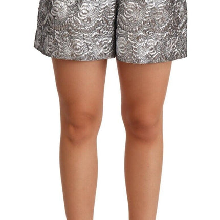 Chic Floral Brocade Mini Shorts de cintura alta