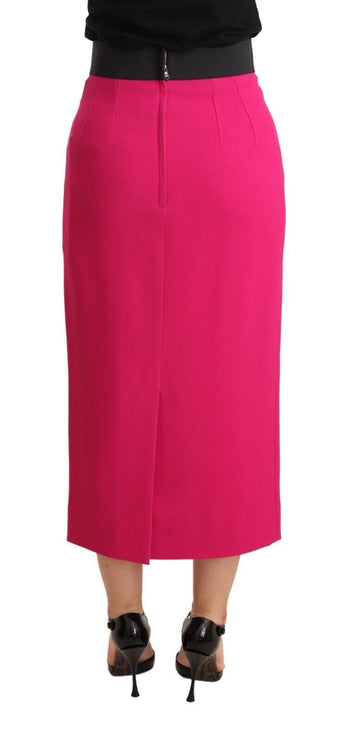 Elegante kokerrok met hoge taille in roze