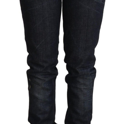 Jean bleu foncé élégant taille basse skinny