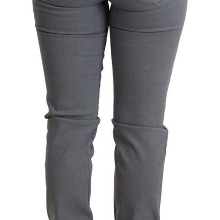 Jeans ajustados de cintura baja gris elegante