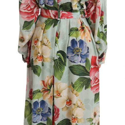 Elegante gabardina de seda floral