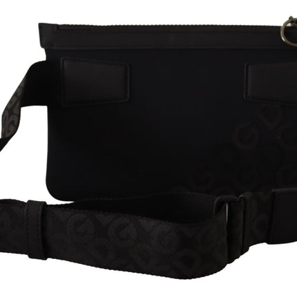 Elegante marsupio in neoprene nero con monogramma