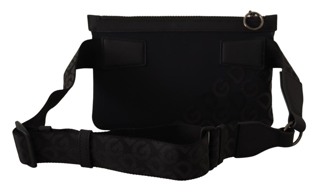 Elegante marsupio in neoprene nero con monogramma