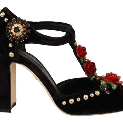 Elegant Velvet T-Strap Mary Jane Pumps