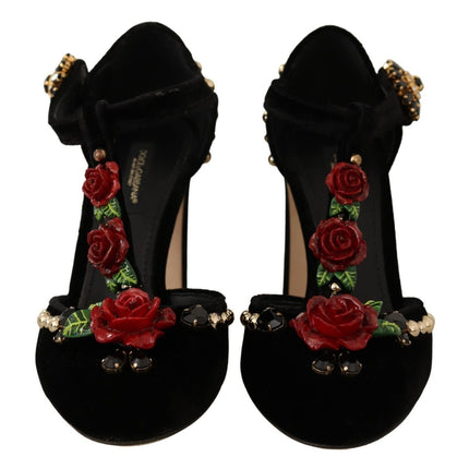 Elegant Velvet T-Strap Mary Jane Pumps