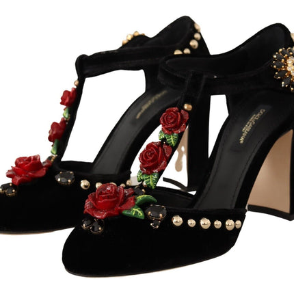 Elegant Velvet T-Strap Mary Jane Pumps