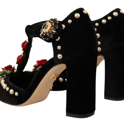 Elegant Velvet T-Strap Mary Jane Pumps