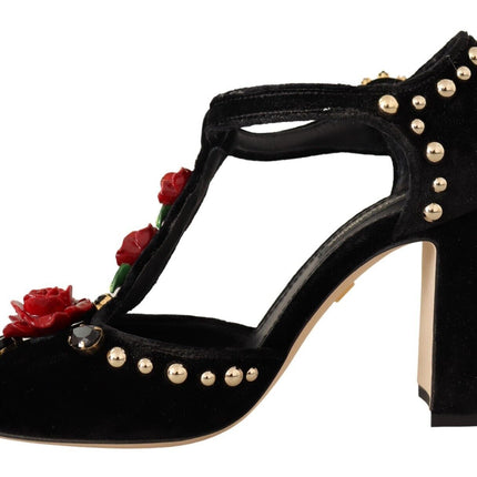 Elegant Velvet T-Strap Mary Jane Pumps