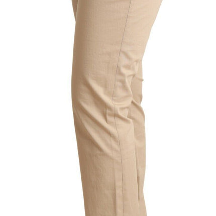 Elegante beige katoenen stretch skinny broek