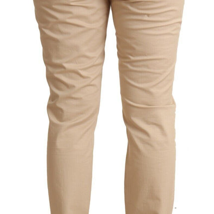 Elegante beige katoenen stretch skinny broek