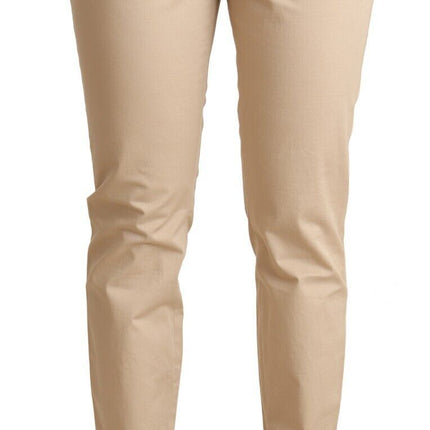 Elegante beige katoenen stretch skinny broek