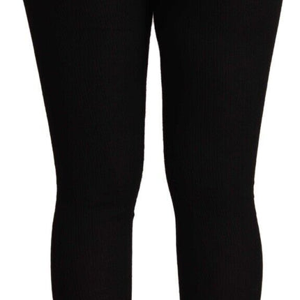 Pantalons de collants en cachemire noir et taille noire