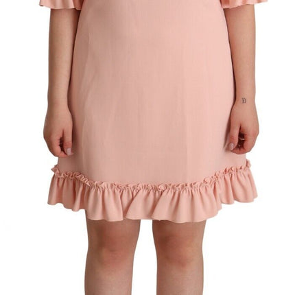 Ruffled Sleeve Sheath Dress in Pink