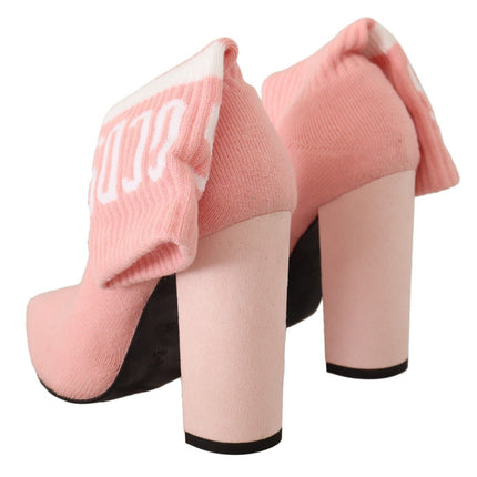 Bottes de cheville en daim rose chic avec chaussettes de logo