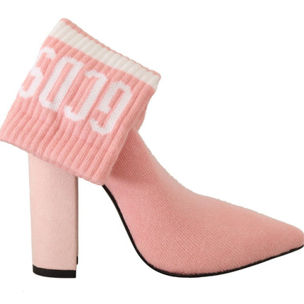 Bottes de cheville en daim rose chic avec chaussettes de logo