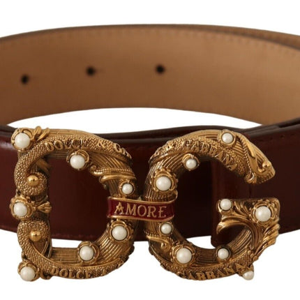 Ceinture Amore en cuir ornée d'élégants perles perlé