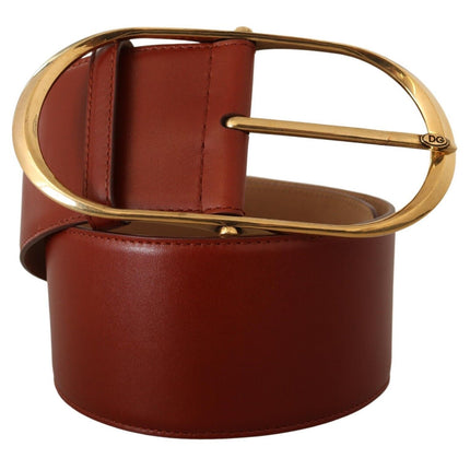 Ceinture en cuir marron élégante avec accents dorés