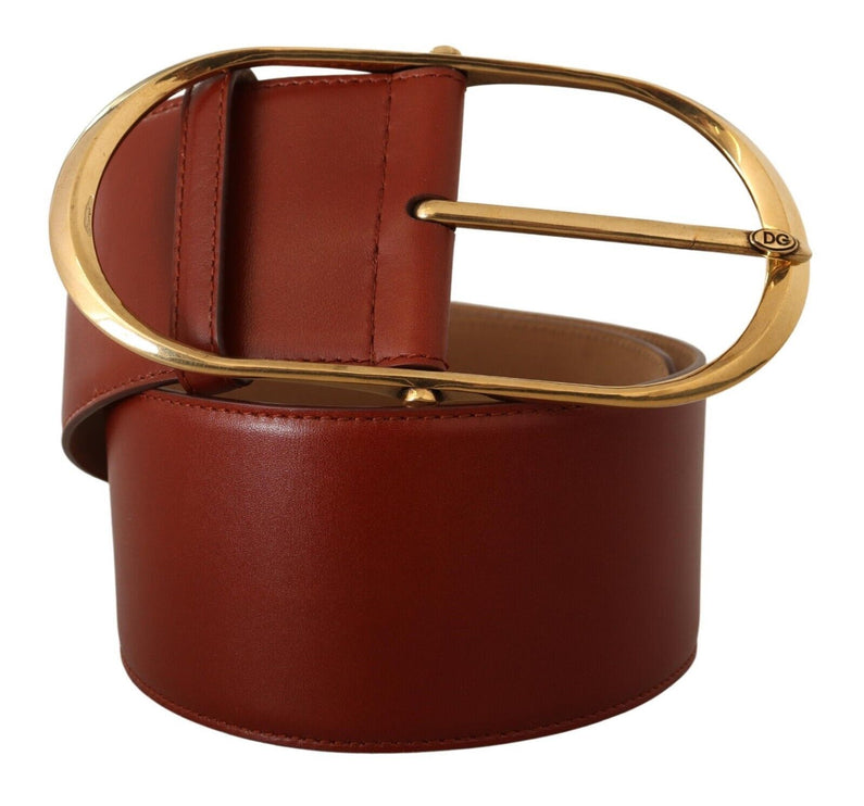 Ceinture en cuir marron élégante avec accents dorés