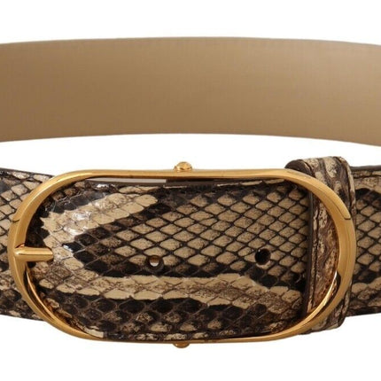 Ceinture en cuir phyton élégante avec boucle dorée