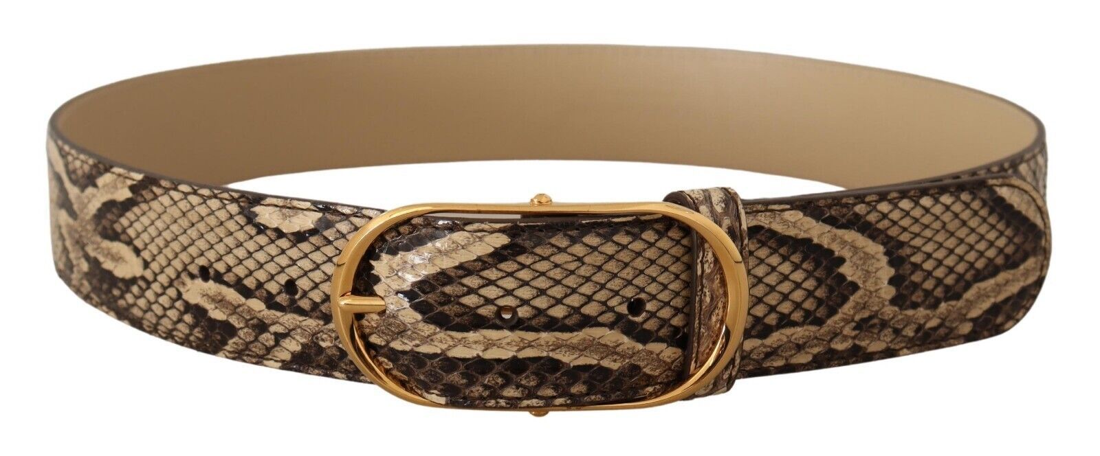 Ceinture en cuir phyton élégante avec boucle dorée