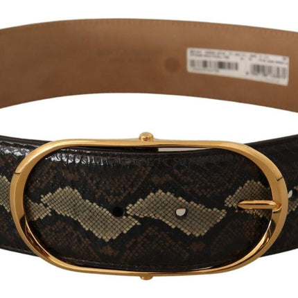 Ceinture élégante de la peau de serpent avec une boucle ovale dorée