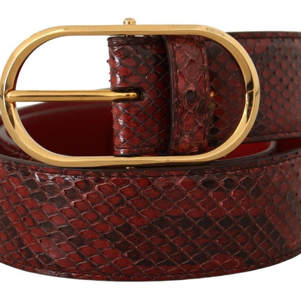 Ceinture en cuir en peau de serpent rouge élégante