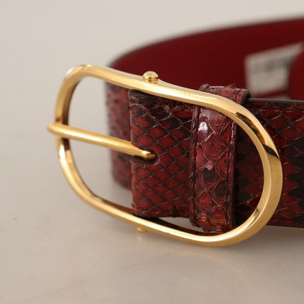 Ceinture en cuir en peau de serpent rouge élégante