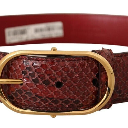 Ceinture en cuir en peau de serpent rouge élégante