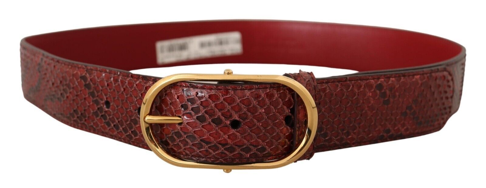 Ceinture en cuir en peau de serpent rouge élégante