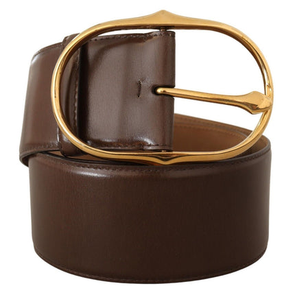 Ceinture en cuir brun élégant avec boucle dorée