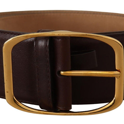 Ceinture en cuir brun foncé élégant avec boucle dorée