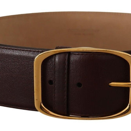 Ceinture en cuir brun foncé élégant avec boucle dorée