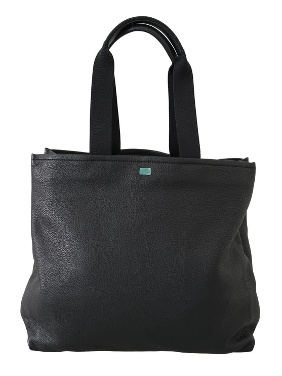 Elegante bolso negro de piel para hombre