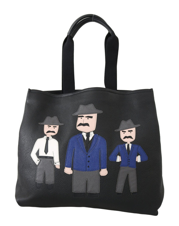 Elegante bolso negro de piel para hombre